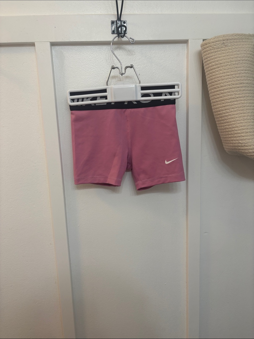 Nike Pink Girls' Stretch Athletic Bike Shorts with Black Waistband